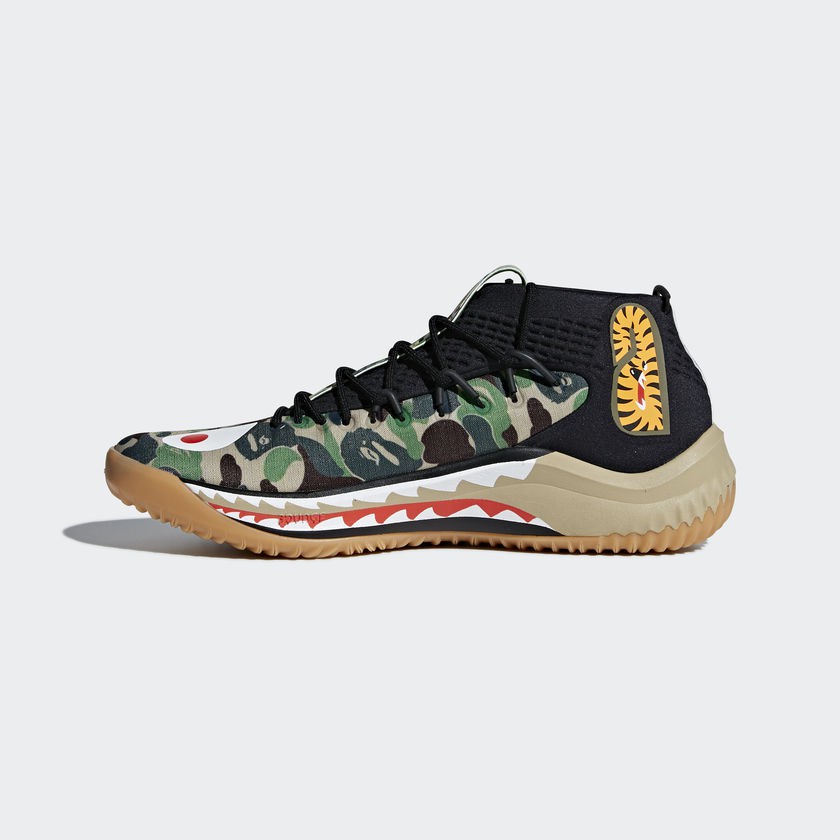 【紐約范特西】現貨 Adidas DAME 4 X BAPE AP9974 綠迷彩 虎紋 鯊魚 聯名鞋款