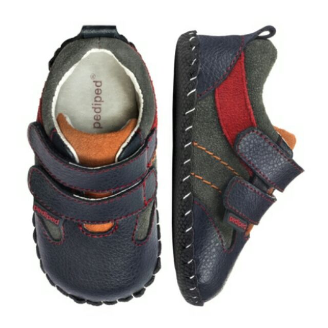 【美國Pediped童鞋】2388_Grayson - Navy, Orange, Red★男童鞋。學布鞋
