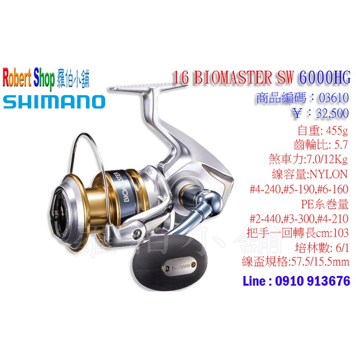 【羅伯小舖】SHIMANO捲線器 BIOMASTER SW 6000