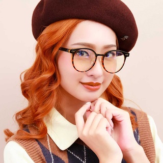 【ASLLY】板材眉框濾藍光眼鏡｜琥珀黑黑糖珍奶 眉邊圓框設計 瘦小臉 高透光率多層鍍膜鏡片 防眩光 Y1064