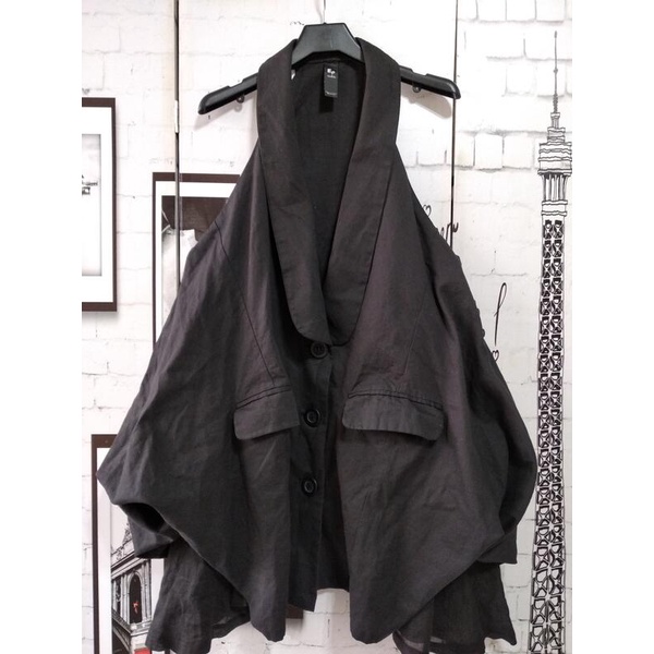 EP 設計師服飾黑色挖袖開襟立體造型剪裁長版背心