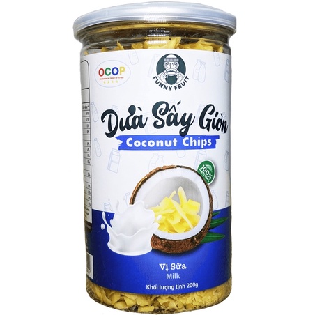（現貨）越南FUNNY FRUIT 牛奶風味椰子乾（200g) Dừa sấy giòn vị sữa