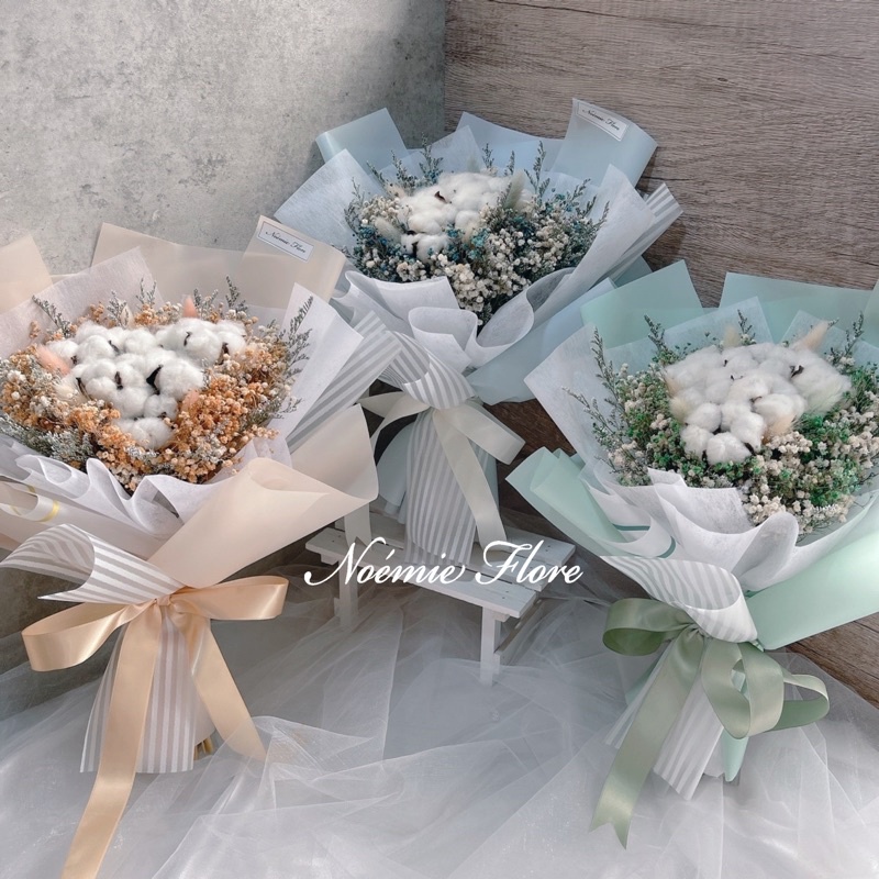 Noemie 畢業棉花花束 乾燥花束 大型花束 畢業 禮物 生日 紀念日 滿天星 蝦皮購物