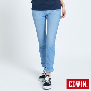 EDWIN 迦績 EJ3透氣中直筒牛仔褲(漂淺藍)-女款