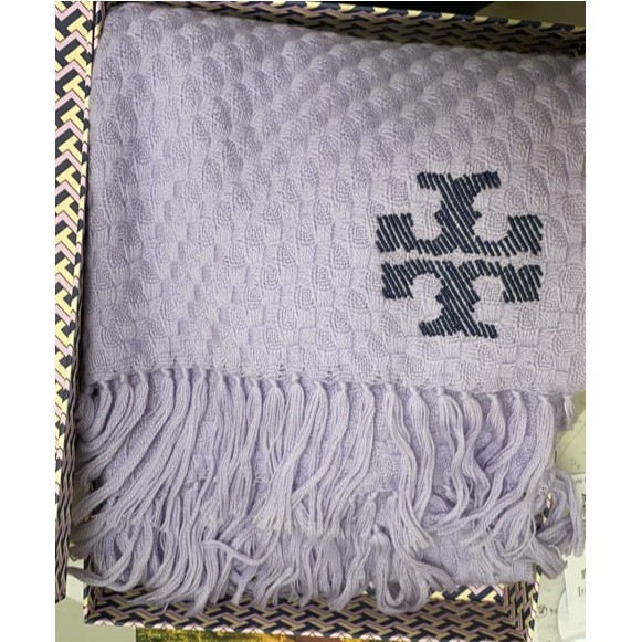 Tory Burch whipstitch scarf 圍巾 芋頭紫 含盒 含提袋 紫色 全配