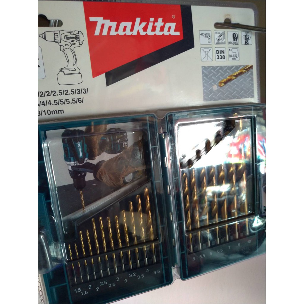 日本makita牧田19支麻花鑽頭鑽合金鋼鐵打孔套裝鍍鈦電鑽金屬電動電鑽 5.0