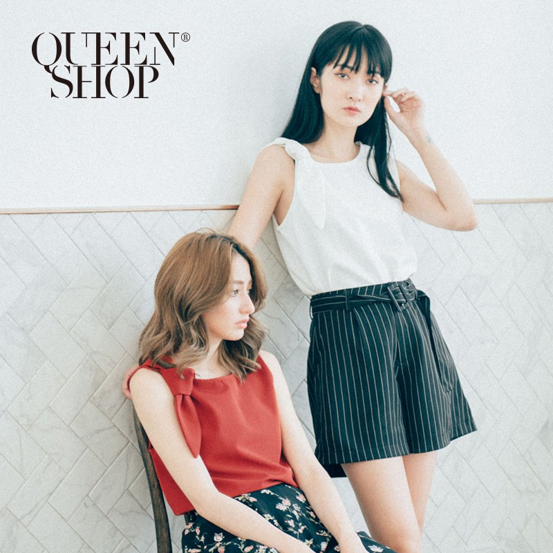 QUEENSHOP【01051362】素色單綁結造型無袖雪紡上衣 兩色售＊預購＊