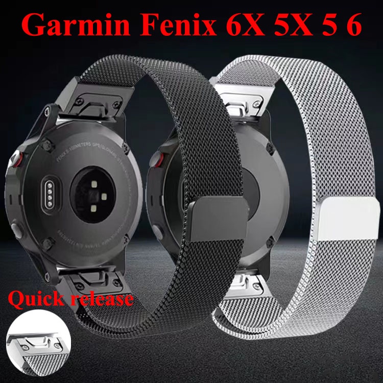 Garmin Fenix 5X Plus 5 Fenix 6X Pro 6 3 HR 先行者 935 不銹鋼米蘭金屬錶帶