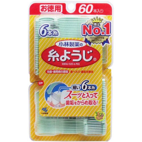 小林製藥 德用 牙線棒 / 牙線 (6線)60支入 【樂購RAGO】 日本進口