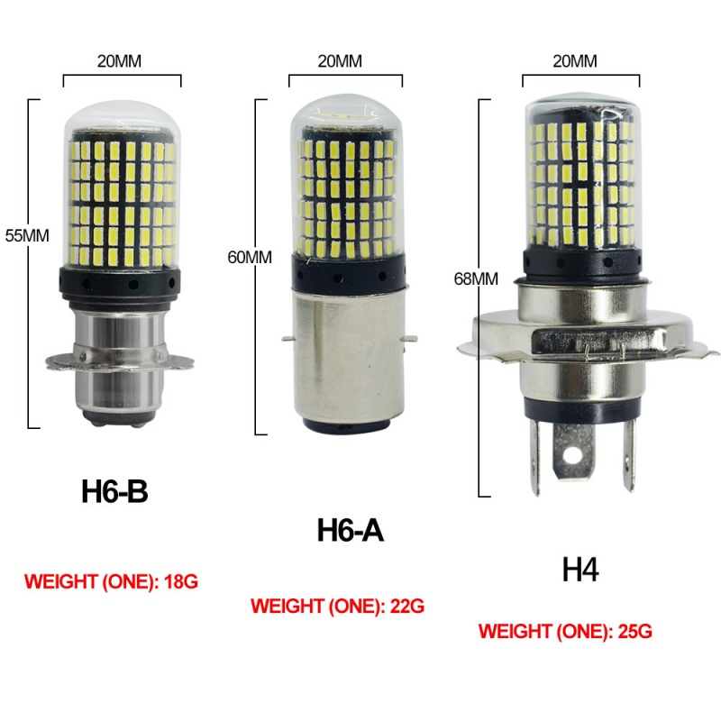 2 件裝摩托車燈 LED H4 BA20D P15D 超亮 144 燈 3014 燈泡電機備件