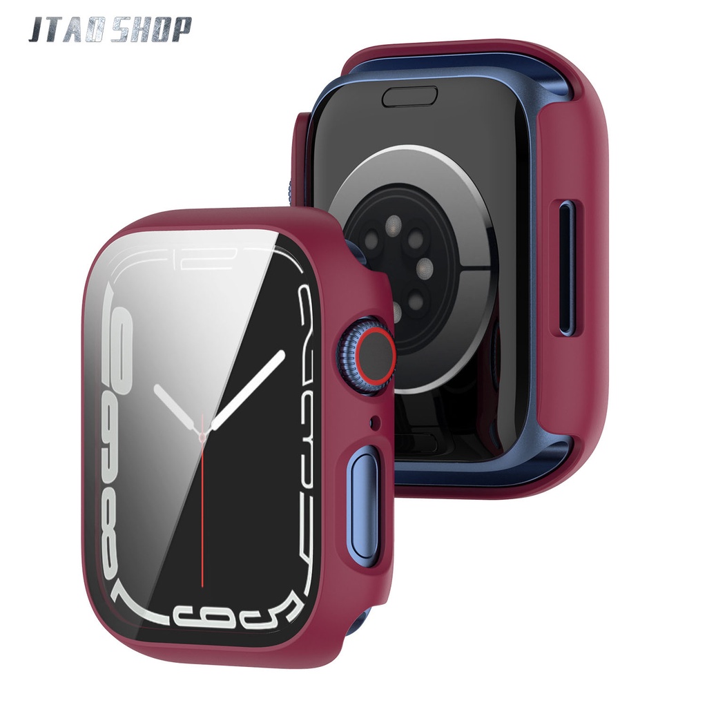 適用蘋果手錶7保護殼PC鋼化膜一件式曲面保護套iwatch7代手錶殼