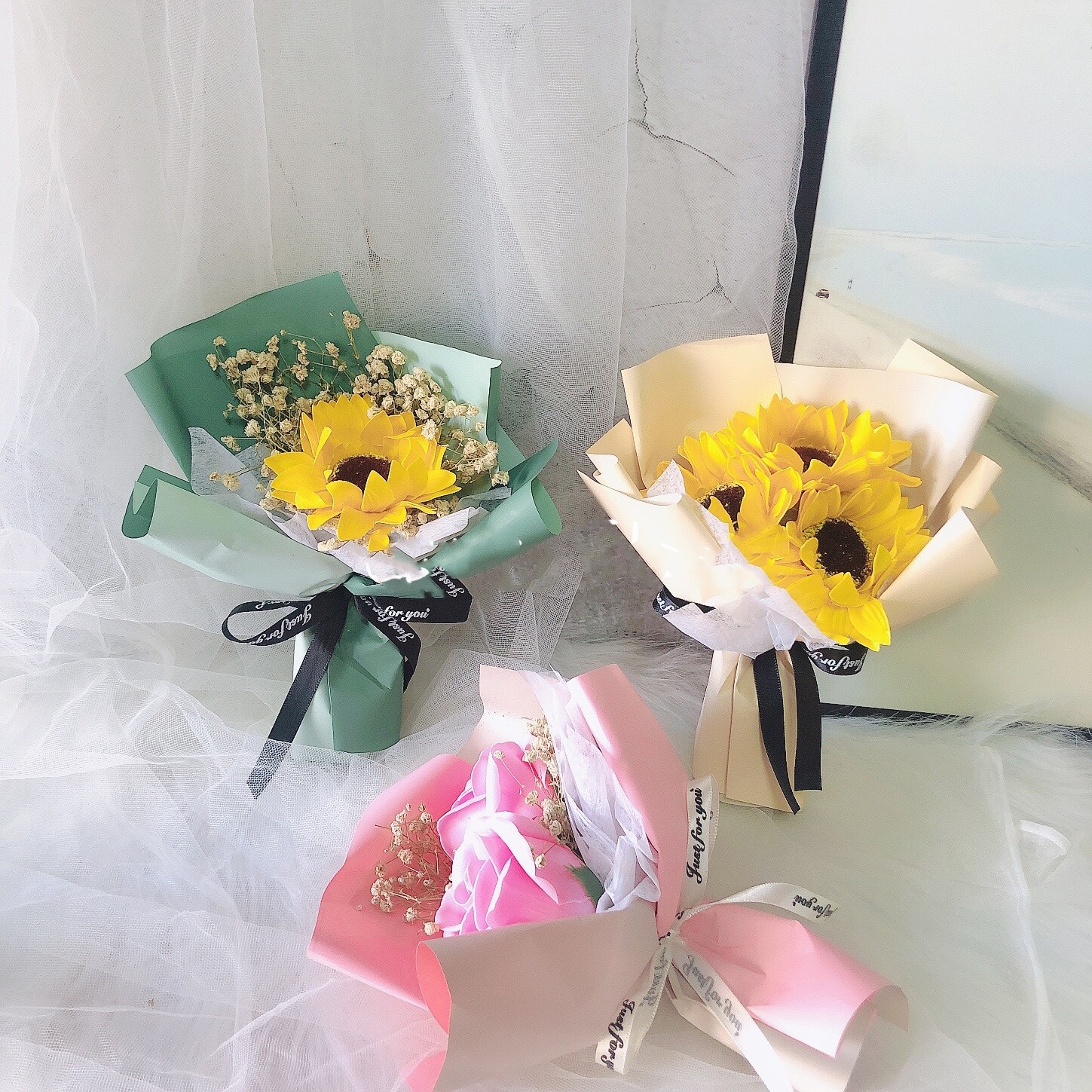 Mnb 迷你小花束向日葵干花皂ins風仿真假花手捧花桌面裝飾擺件伴手禮 蝦皮購物