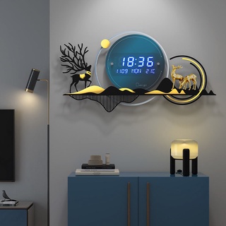 美世達智能夜光電子鐘客廳鐘錶簡約現代時尚家用萬年曆裝飾畫時鐘