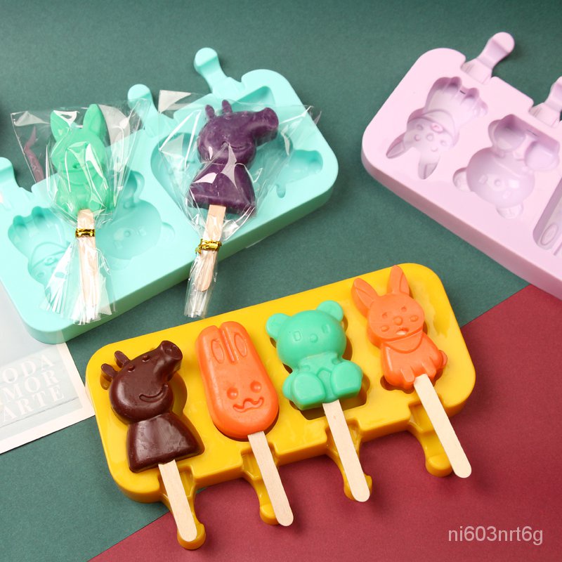 (台灣發貨）蛋糕模具-棒棒糖模具-硅膠模具-烘焙工具兒童硅膠卡通雪糕模冰棒模具網紅凍酸奶自製小號雪糕模奶酪棒模具 xNP