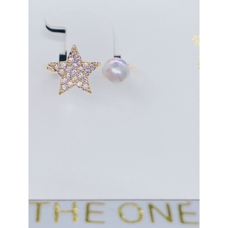 The one [ 現貨。親拍 ］110320 金色滿鑽星星珍珠可調節式戒指 折射閃耀 氣質優雅