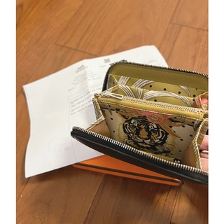 🚫售出🚫Hermès 絲巾短夾 黑色黃金老虎🐯