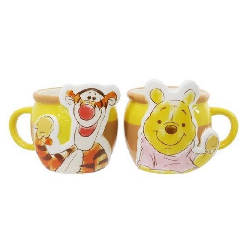 ［翹鬍子］日本 迪士尼 小熊維尼 維尼 維尼熊 Pooh 跳跳虎 對杯 咖啡杯 立體 浮雕 水杯 馬克杯