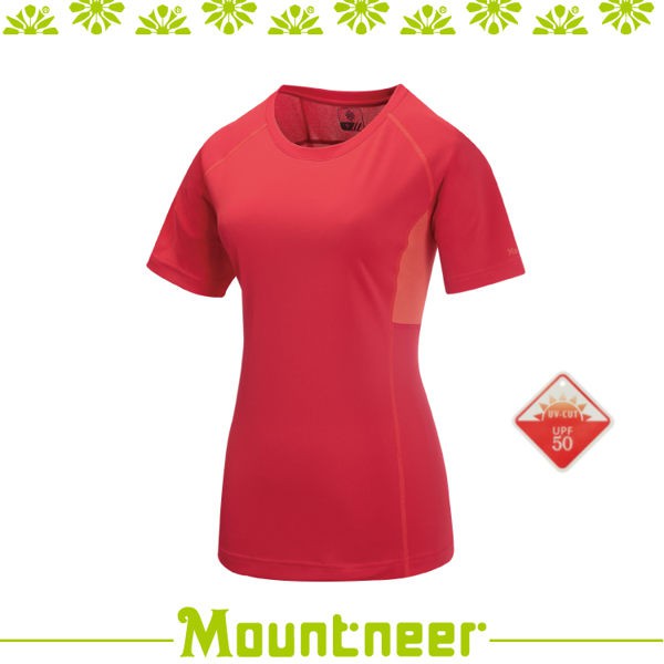 【Mountneer 山林 女 輕量排汗圓領上衣《紅》】31P22-37/吸濕排汗/抗UV/UPF50+/排汗/悠遊山水
