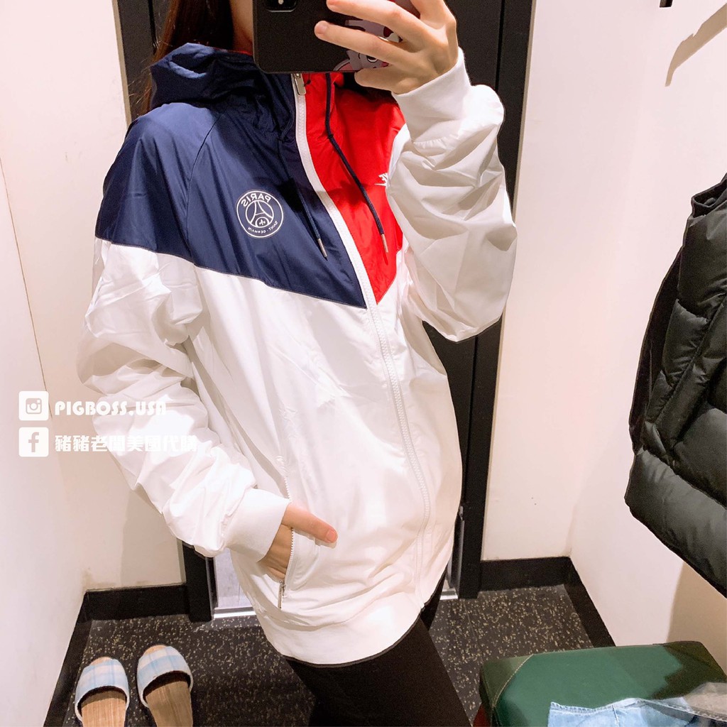 豬豬老闆 Nike Windrunner 白巴黎聖日耳曼休閒運動防風連帽外套男款ci1319 104 蝦皮購物