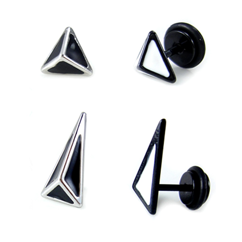 三角形金字塔 立體耳環 316L鋼 百搭簡約 艾豆『B2075』