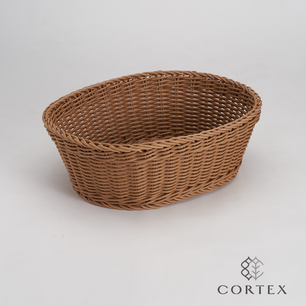CORTEX 收納籃 仿藤籃 浴巾籃 橢圓型W48 卡其色