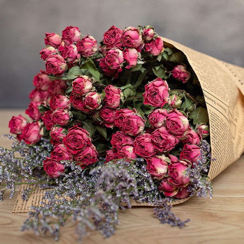 台湾出货云南多頭玫瑰干花天然真花束薔薇浪漫泡泡小清新家居裝飾ins鮮花 蝦皮購物