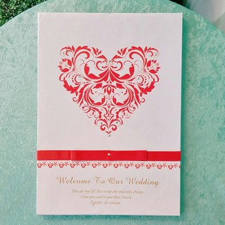 愛心藤紋簽名冊(紅) 結婚用品 婚禮小物 婚俗用品 簽名簿【皇家結婚百貨】