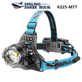 微笑鯊正品 K225 強光頭燈 感應頭燈 led M77高流明超亮遠射釣魚頭燈 USB可充電戶外登山露營照明 18650