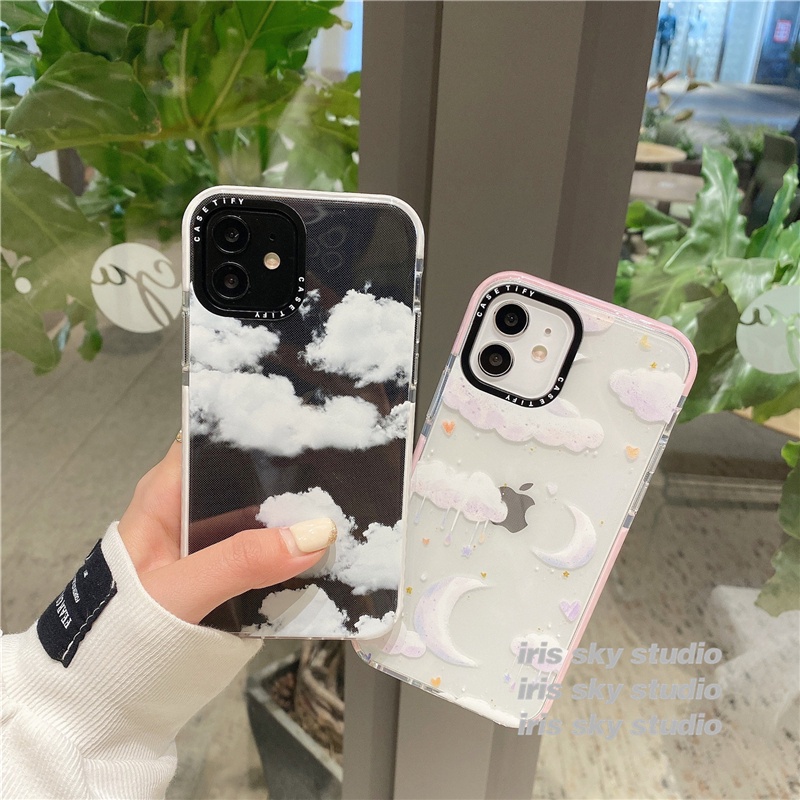 台灣出貨 正貨Casetify月亮白雲iPhone12Pro手機殼iPhone11透明xsmax防摔XR保護殼【愛德】