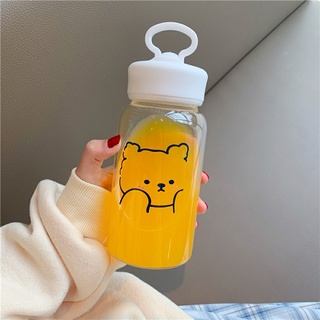 玻璃水壺耐熱 玻璃杯 玻璃杯含蓋 玻璃水杯 可愛杯子 牛奶杯 飲料杯 水壺 玻璃杯子 帶蓋玻璃杯 手提杯子 500ml