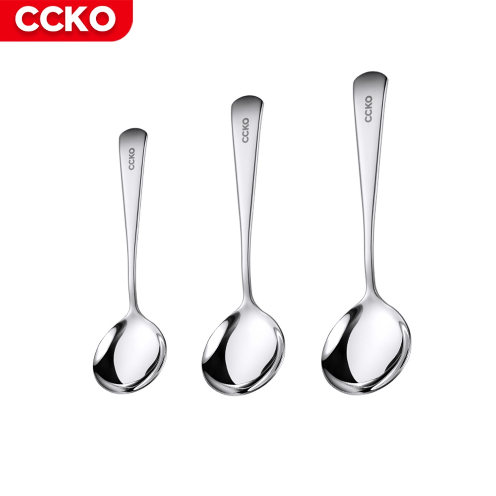 【CCKO】304不鏽鋼 網紅圓匙 西餐匙 湯匙 餐匙 不鏽鋼湯匙 圓匙 三款尺寸