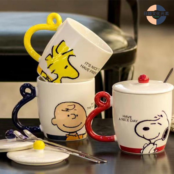 【晚風集生活館 現貨】 Snoopy 史努比 陶瓷馬克杯 早餐燕麥牛奶杯 帶蓋勺 大容量耐高溫咖啡杯 500ml