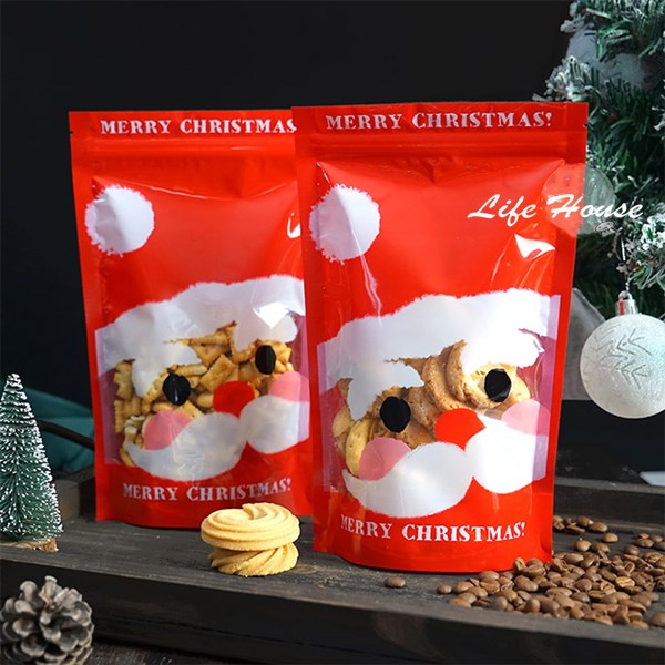 聖誕節包裝袋密封袋夾鏈袋10入 聖誕節烘培包裝袋  糖果餅乾包裝袋  聖誕手提包裝袋 蜜餞糖果餅乾雪花酥牛軋糖乾果
