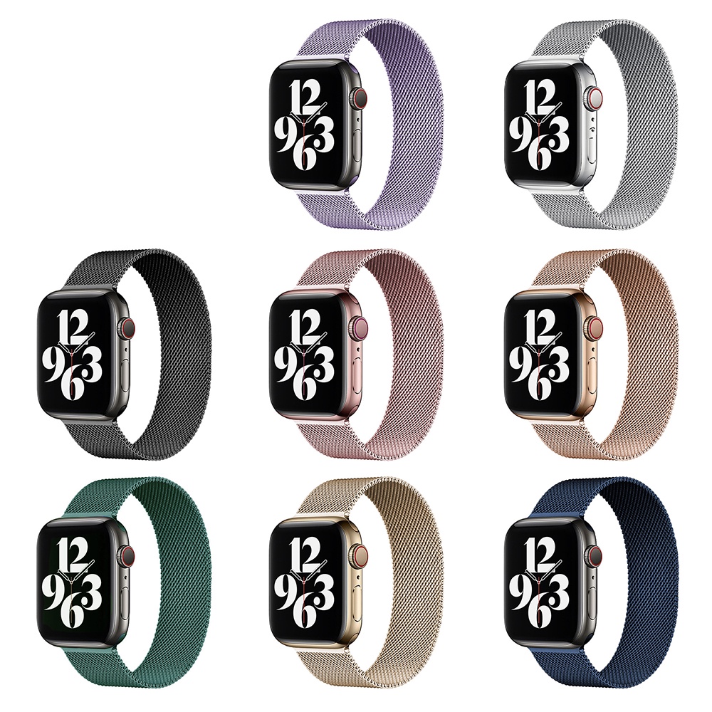 Apple Watch磁吸不鏽鋼米蘭錶帶 45 44 42 40 41mm 7 4 5 6代 SE 錶帶