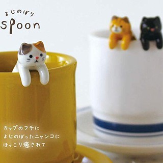 日本DECOLE貓咪杯緣子陶瓷湯匙 杯援子 貓星人 茶匙