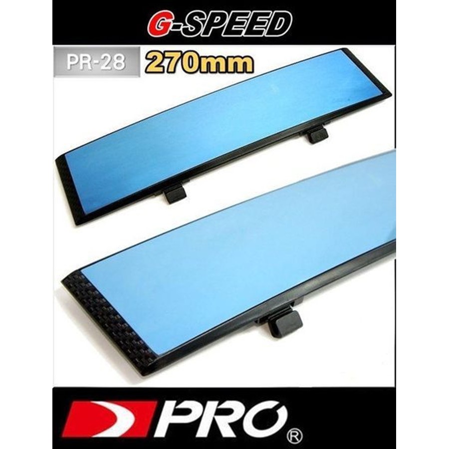 車之嚴選 cars_go 汽車用品【PR-28】G-SPEED碳纖CARBON框車內 綁式曲面後視藍鏡後照鏡 270mm