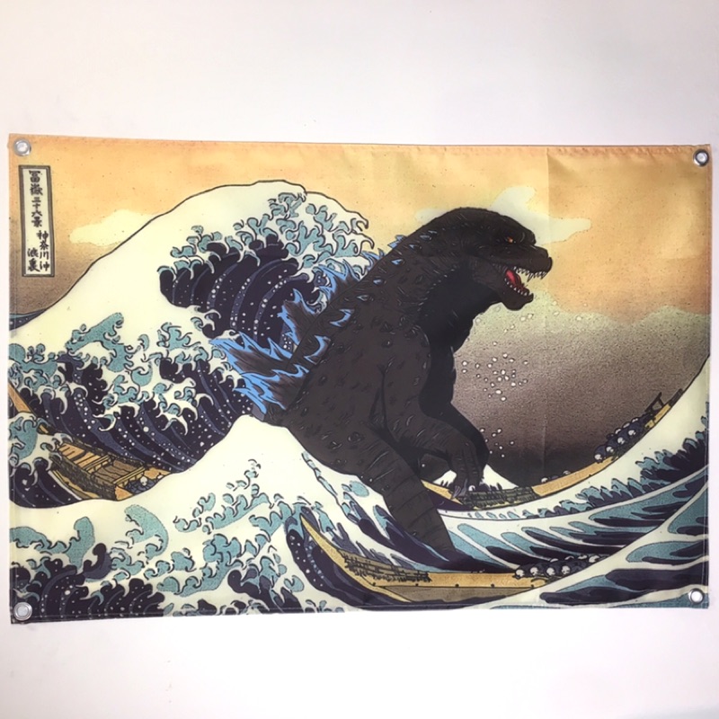 老番顛 現貨哥吉拉神奈川海浪浮世繪掛布裝飾背景布居家裝飾背景裝飾 蝦皮購物