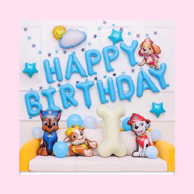 button&amp;friends 🎂生日道具🎂汪汪隊🐶 氣球 派對佈置 生日裝飾 氣球 掛旗 蛋糕插旗