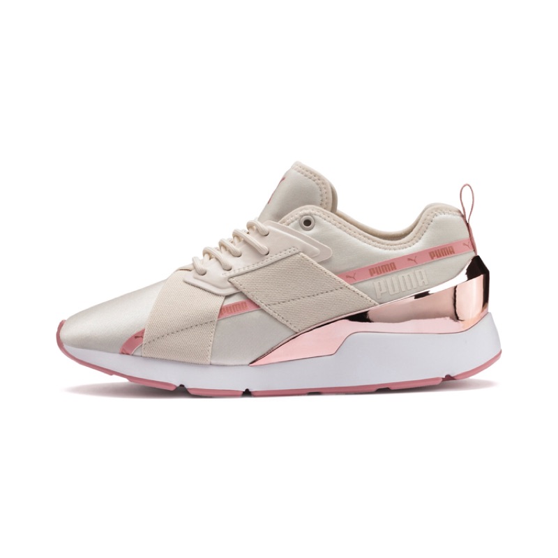 二手9新Puma Muse X-2 Metallic Wns女性復古經典休閒鞋 輕柔粉US5.5 UK4.5