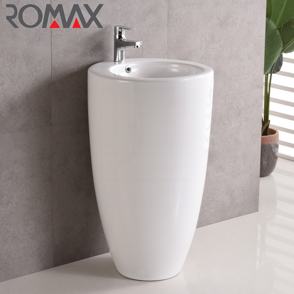 《ROMAX 羅曼史》50cm 圓形 立柱盆 RL201 柱盆 長腳柱臉盆 落地式安裝【都會區免運費】