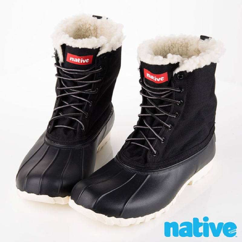 native JIMMY WINTER超輕量內裡鋪棉高筒獵鴨靴/雨靴/雪靴-黑