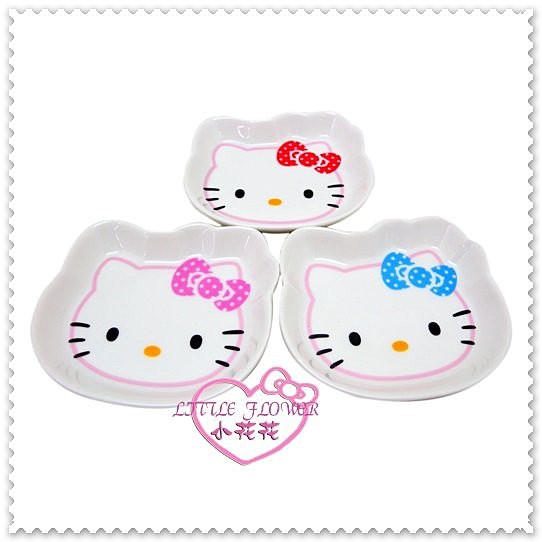 小花花日本精品♥ Hello Kitty 3入臉型陶瓷盤組/小碟子/盤子/下午茶盤41000106