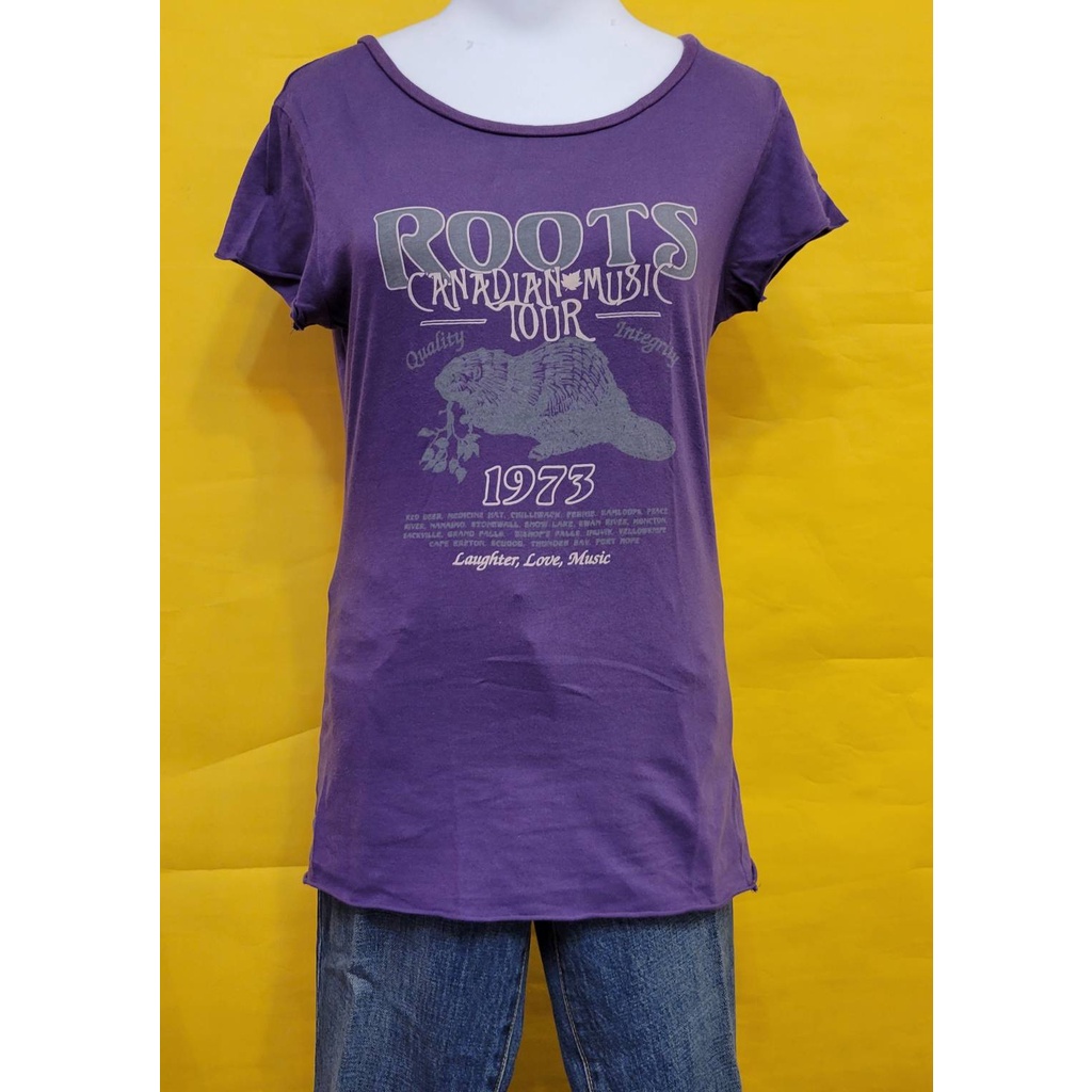 #二手ROOTS純棉紫色圓領短袖Tshirt尺碼M
