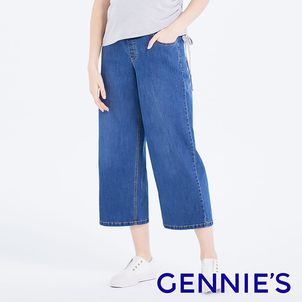 【Gennies 奇妮】高棉口袋造型牛仔褲-深藍(T4H13)