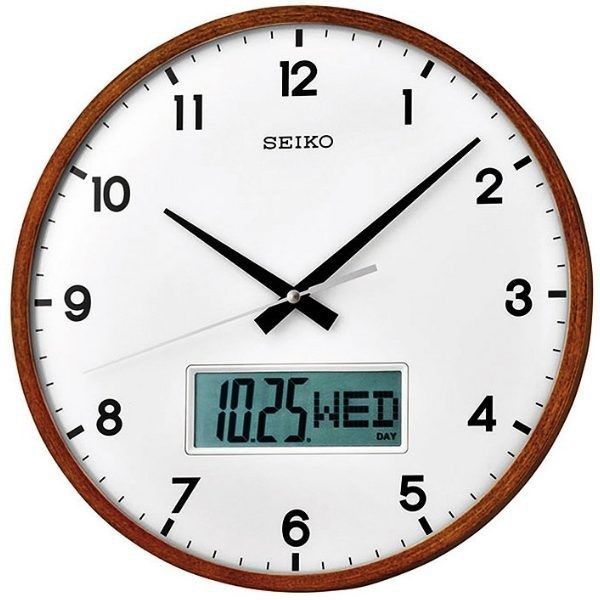 35公分 有發票 實體店面SEIKO 日本 精工掛鐘 木質外框 滑動式秒針 靜音 時鐘 月份 日期 星期 QXL008B