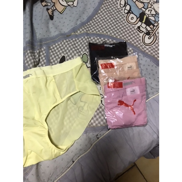 PUMA黃黑粉紅膚色內褲（XL)