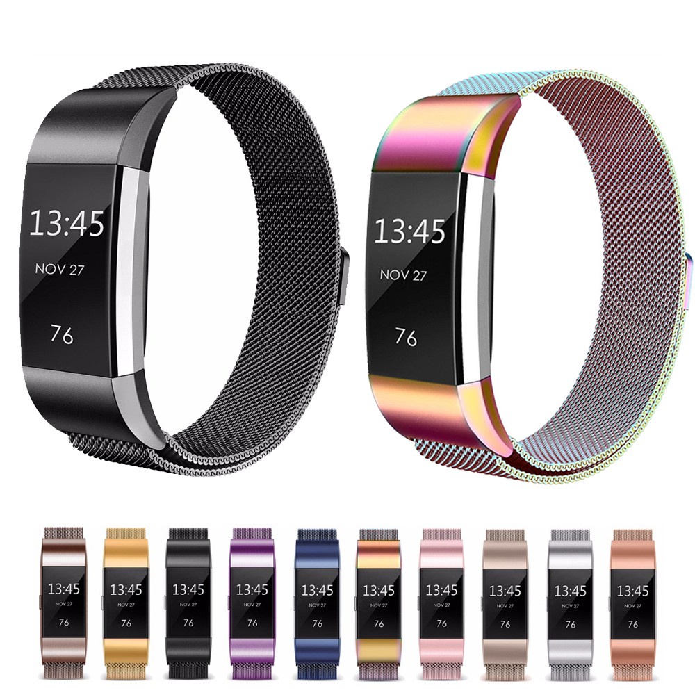 【愛德】Fitbit charge2 錶帶 金屬錶帶 米蘭尼斯錶帶 磁吸金屬替換腕帶 不鏽鋼錶帶 編織鋼帶 替換錶帶