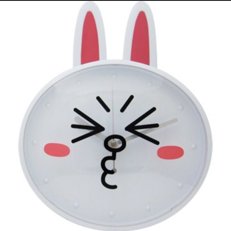 (SHUN) LINE 貼圖 兔兔 質感亮鑽玻璃 掃秒 掛鐘 時鐘 靜音 台灣製造 (W607LE)