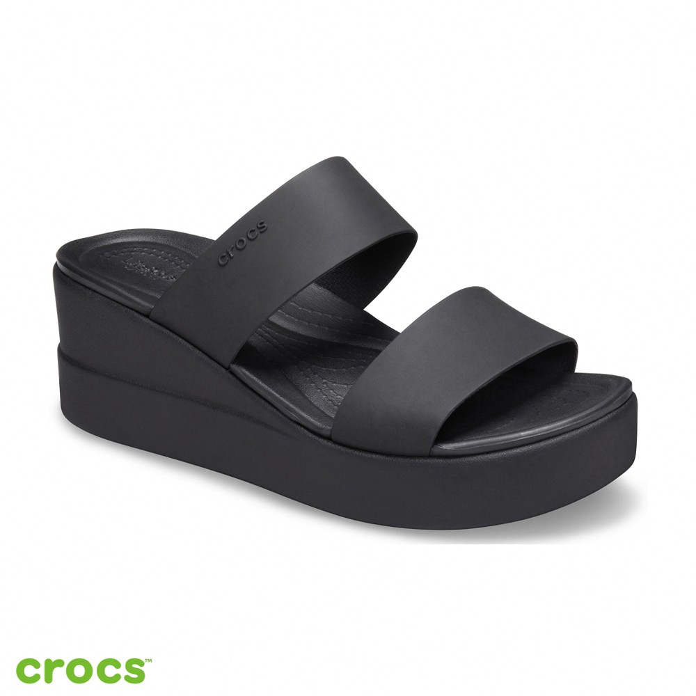 Crocs 卡駱馳 (女鞋) 布魯克林厚底中跟涼鞋 206219-060_洞洞鞋