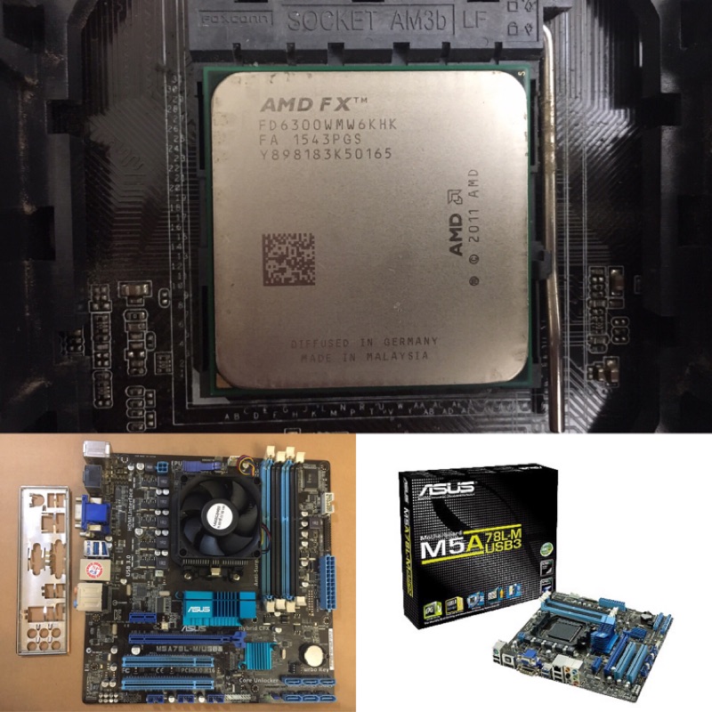 AMD 6核心處理器CPU+ASUS主機板 FX-6300 AM3+ ASUS M5A78L-M/USB3